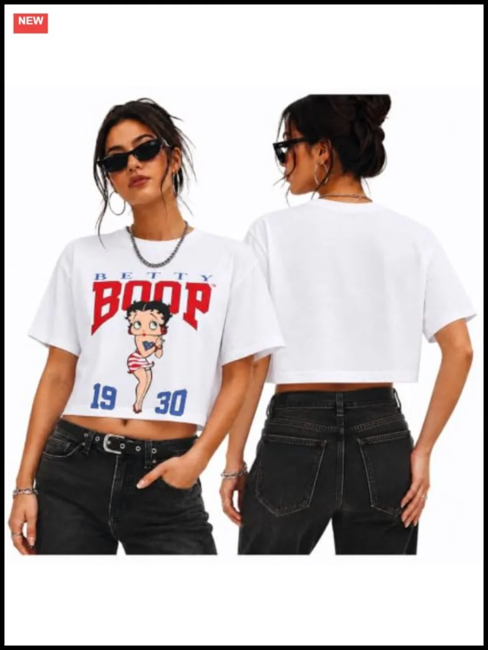 Betty Boop Short Sleeve Crewneck Graphic Tee, 100% Cotton